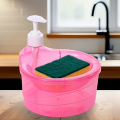 2-in-1 Double Layer Liquid Soap Dispenser with Pump & Sponge – Practical Kitchen & Hotel Sink Soap Pump Bottle (Rectangle)