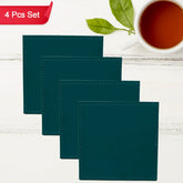 Square Leather Tea Coaster Set – Durable Dining & Coffee Table Decor (4 Pc)