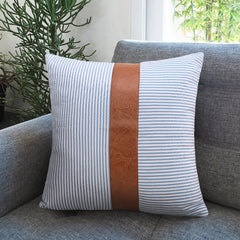 leather & cotton Cushion pillow cover