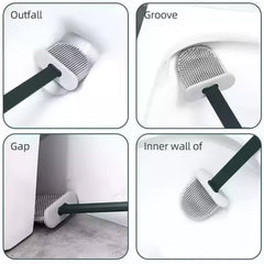 Portable Silicone Toilet Brush – Wall-Mounted, Anti-Drip Cleaner with Non-Slip Handle