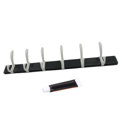 Wall Door Hook Rail | 6 Hook Hanger for Clothes & Hats | With Eco-Friendly Adhesive
