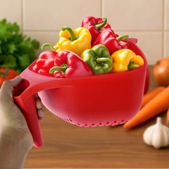 Apex Multi-Functional Plastic Strainer Bowl with Ergonomic Handle (1 Pc)