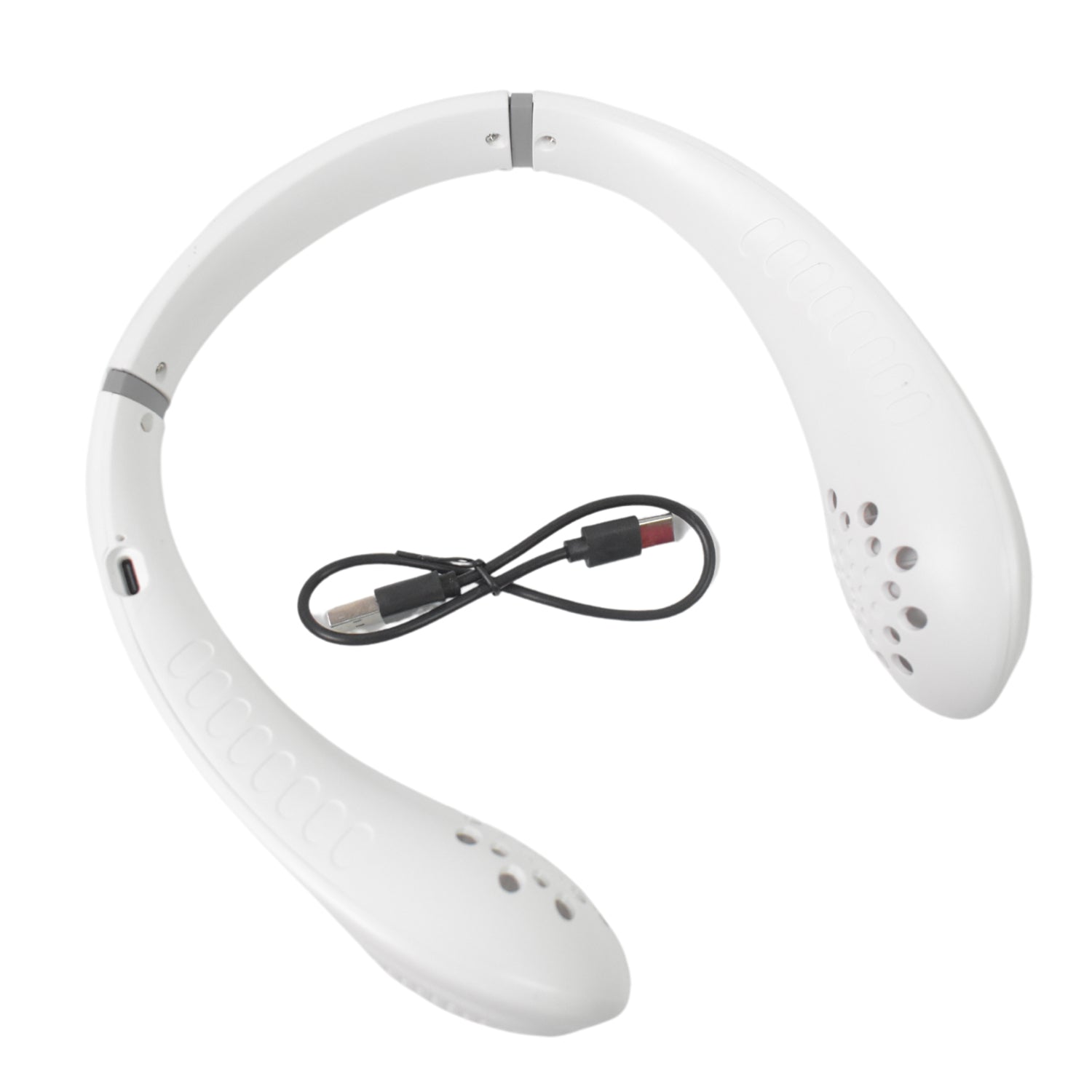 Portable USB Rechargeable Neck Fan – Wearable, 3 Speeds, Headphone Design