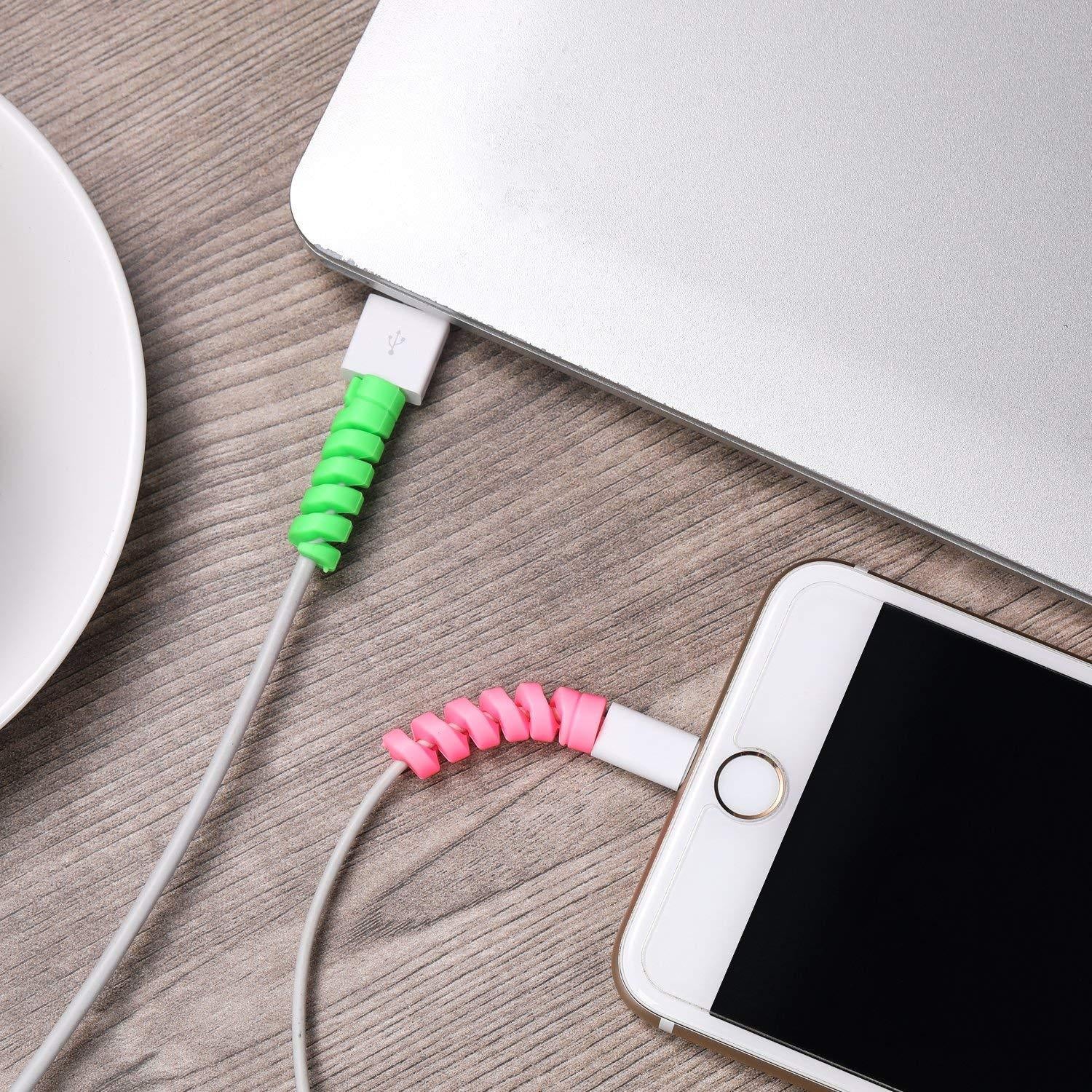 Spiral Charger Cable Protector Data Cable Saver Charging Cords Protective for All Universal  Cable Cover (Pack of 10)