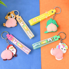 Silicone Keychain with Wrist Strap & Squeeze Toy (1 Pc Mix design)