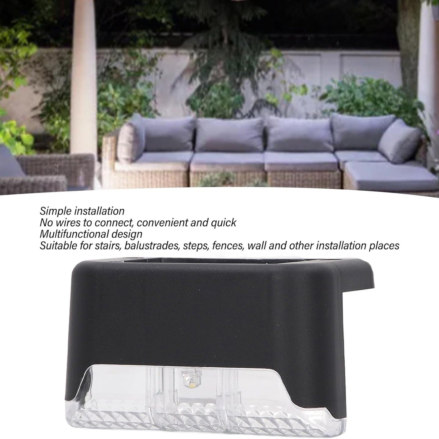 4-Piece Solar Waterproof Garden, Stair & Railing Lights