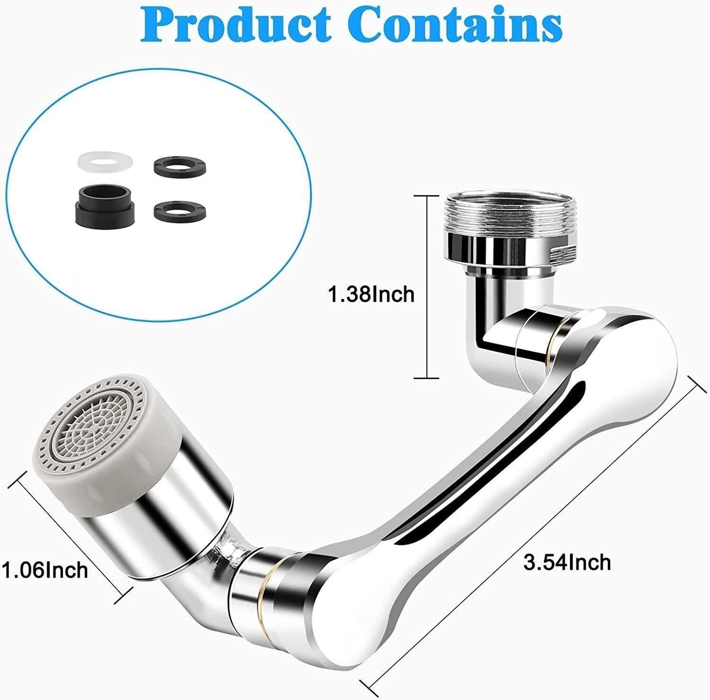 Rotating Faucet Extender Aerator, Universal Splash Filter Faucet, Large Angle Rotating Splash Filter Faucet Extender Aerator  with 2 Water Outlet Modes, Sink Sprayer (All Plastic)