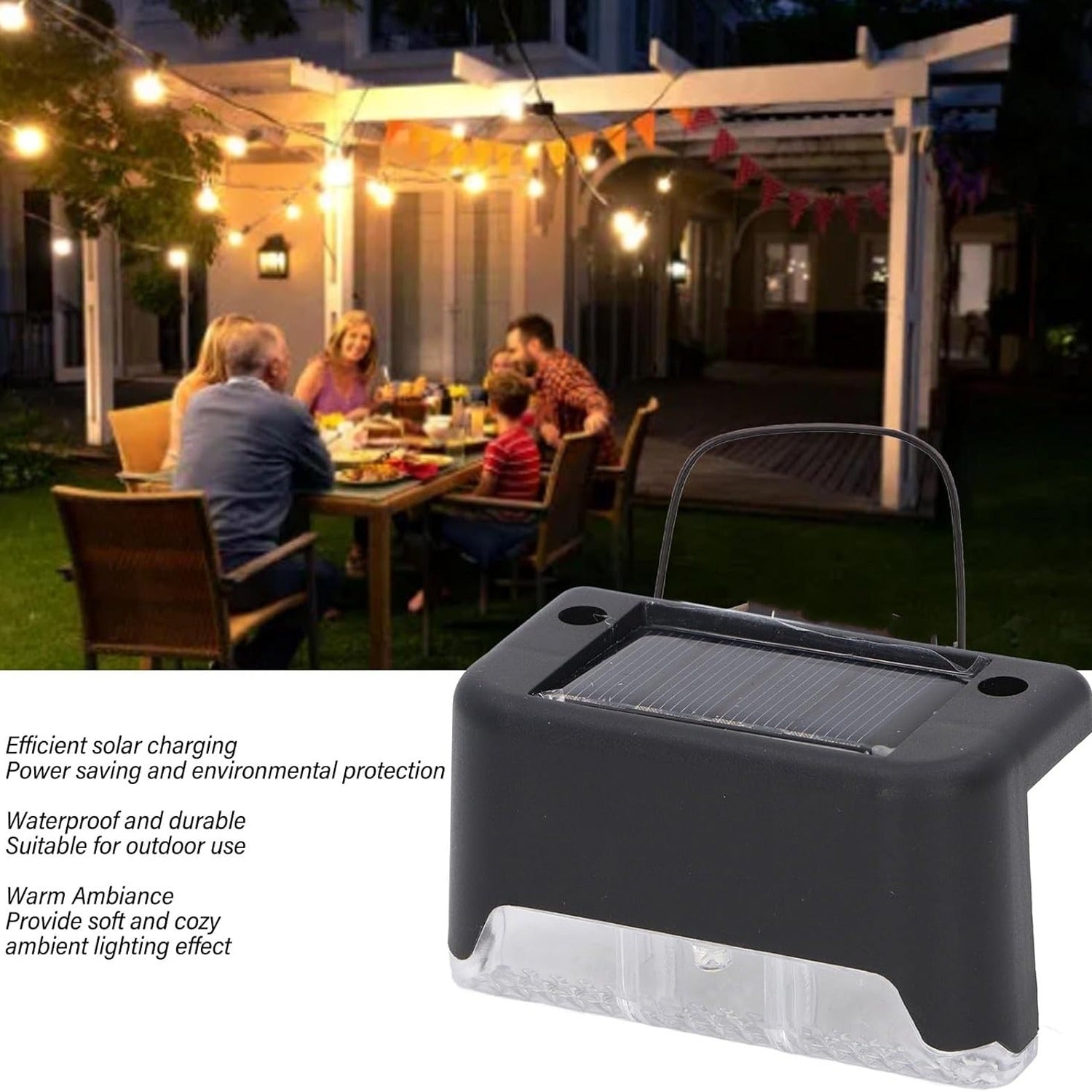 4-Piece Solar Waterproof Garden, Stair & Railing Lights